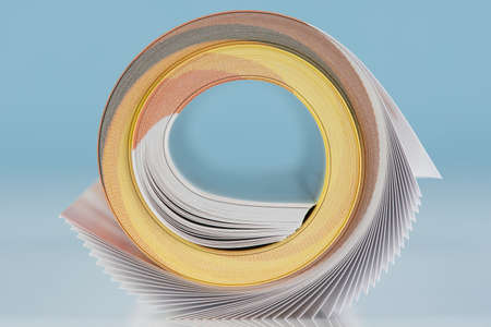 Paper Sheets Rolled Up in Abstract Curvesの写真素材