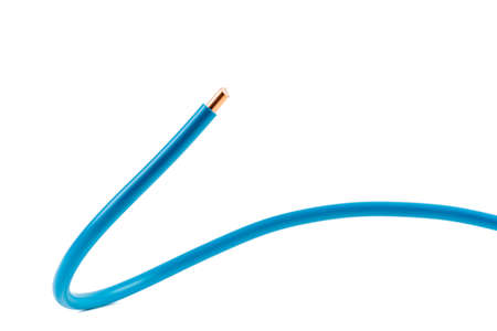 Copper cable wire isolated on white backgroundの写真素材