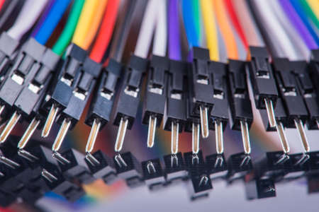 Macro of colorful computer cable busの写真素材