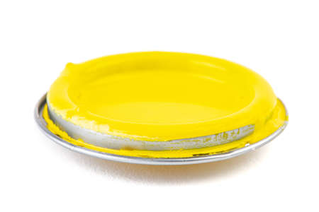 Paint can lid isolated on white backgroundの写真素材