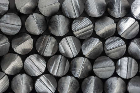 Pile of aluminum rod cross-section close-upの写真素材