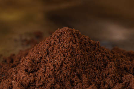 Fresh roasted ground brown coffeeの写真素材