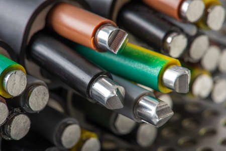 Aluminum high-voltage electrical cable cordの写真素材