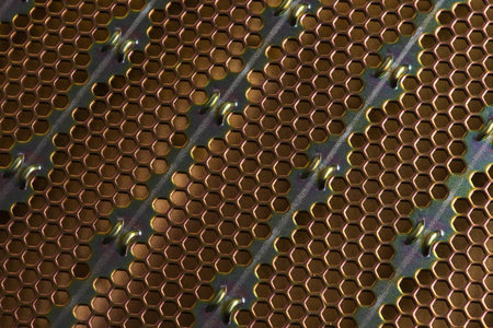 Metal Plate with Round Holes with Perspectiveの写真素材