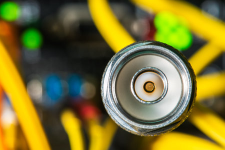Radio Frequency Coaxial Connector Close-up Front Viewの写真素材