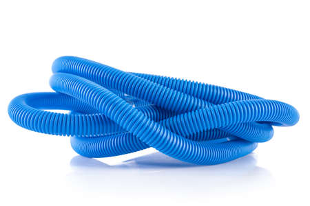 Roll of plastic corrugated pipe for electrical installationの写真素材