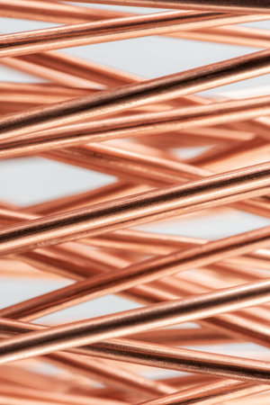 Copper wire raw materials metals industry and stock market concept