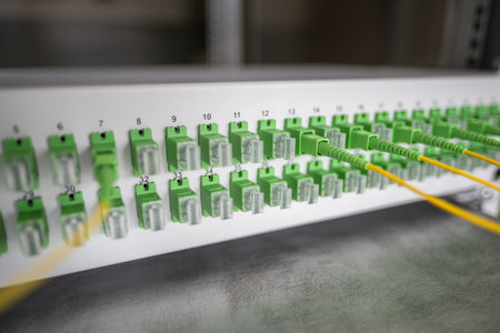 Gigabit passive optical networks equipment optical distribution panel with optic patch cord cables...