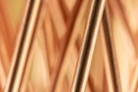 Macro of copper wire raw materials metals industry and stock market concept