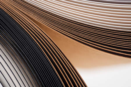 An open blank notebook showing with edges closeupの写真素材