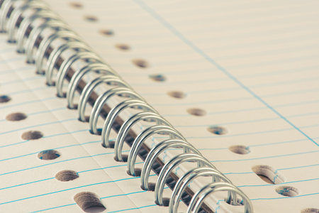 Opened spiral notebook close-up viewの写真素材