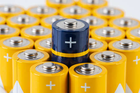 Alkaline battery size AA positive endsの写真素材