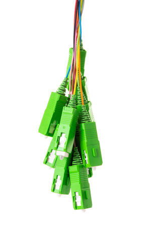 Fiber optic patch cord cables isolated on white background