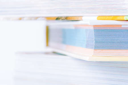 Macro view stack of booksの写真素材