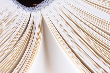 Macro view, edges of the opened bookの写真素材