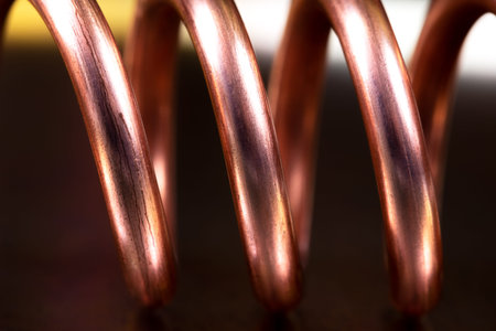 Copper wire coil macro view