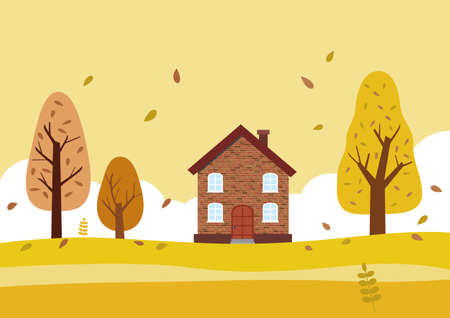 house with autumn viewのイラスト素材