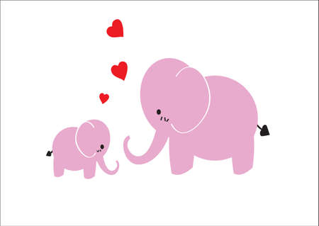 baby elephant and motherのイラスト素材