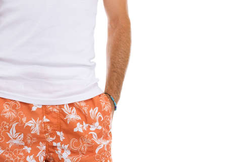 Closeup on man in shorts and t-shirtの写真素材