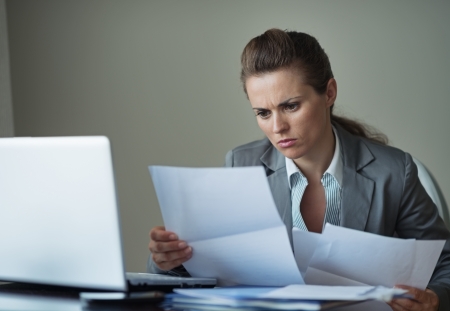 Business woman working with documentsの写真素材