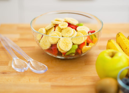 Closeup on fruits saladの写真素材