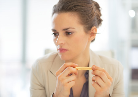 Portrait of thoughtful business womanの写真素材
