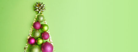 Merry Christmas. flat lay with christmas balls on purple background.