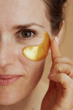 young woman with eye patches.の写真素材