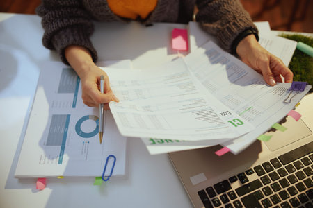 tax time. accountant woman working with documents.の写真素材