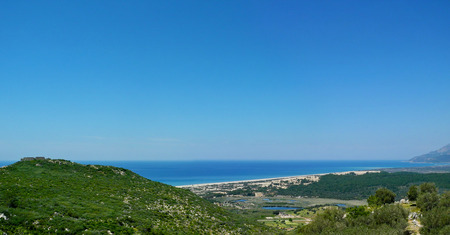 Panoramic view of the Patara beach and antique ruins from the Lycian Way, Turkey.のeditorial素材