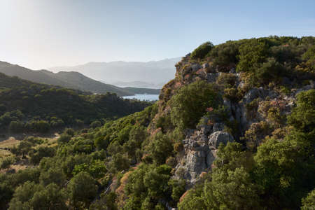 Beautiful view of the mountains from the trek Lycian Way (Likya Yolu) near Kas in Turkeyの写真素材