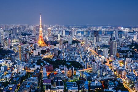 Cityscape at Night, Tokyo, Japanの写真素材