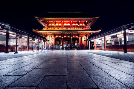 Tokyo, Japan - October 18, 2016: Sensoji Temple at Nightのeditorial素材