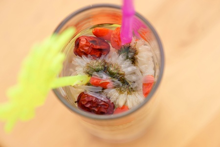 chrysanthemum tea close upの写真素材