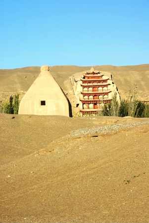 Desert with mogao grottoesの写真素材