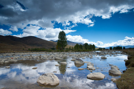 Plateau scenery,daocheng,chinaの写真素材