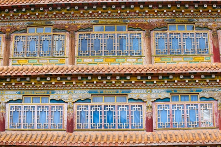 Windows of tibetan templeのeditorial素材