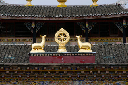 Roof of tibetan templeの写真素材