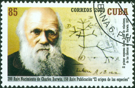 CUBA - CIRCA 2009  a stamp printed in CUBA, a famous scientist,circa 2009 のeditorial素材