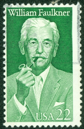 UNITED STATES OF AMERICA - CIRCA 1987   A stamp printed in USA shows writer William Cuthbert Faulkner, circa 1987のeditorial素材