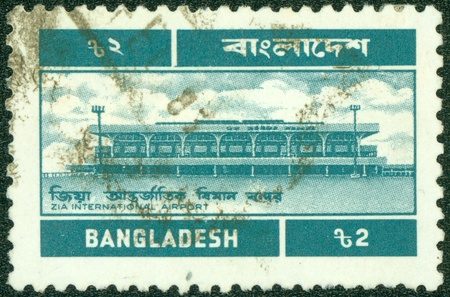 BANGLADESH - CIRCA 1970  Stamp printed in Bangladesh shows the national international airport, circa 1970の写真素材