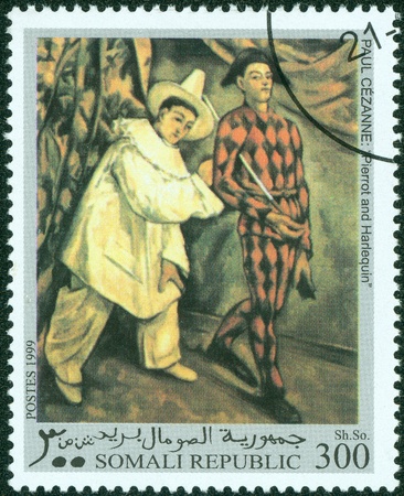 SOMALIA-CIRCA 1999  A post stamp printed in Somalia shows painting, circa 1999の写真素材