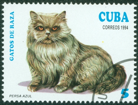 CUBA - CIRCA 1994  A stamp printed in Cuba shows Persa Azul, circa 1994のeditorial素材
