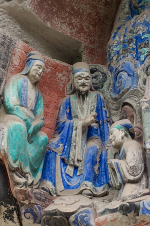 DAZU TOWN CHONGQING CHINA - APRIL 15  Ancient Buddhist Hillside Rock Carvings, Ten Austerities of Liu Benzun - April 15,2012, Baodingshan temple, Dazu town, Chongqing, Chinaのeditorial素材