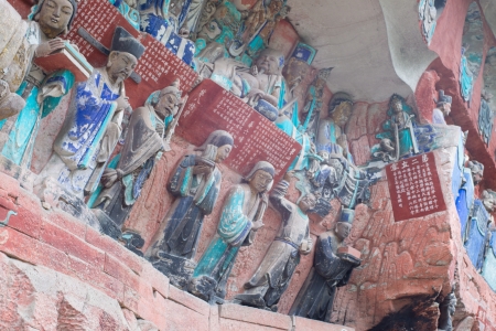 DAZU TOWN CHONGQING CHINA - NOVEMBER 23,2012   Ancient Buddhist Hillside Rock Carvings, Ten Austerities of Liu Benzun - November 23,2012 at Baodingshan temple in Dazu town, Chongqing, Chinaのeditorial素材