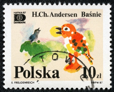 POLAND - CIRCA 1987  A stamp printed in Poland, shows The Nightingale, series, circa 1987の写真素材