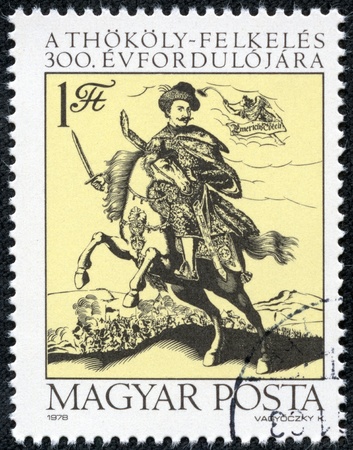 HUNGARY - CIRCA 1978  A stamp printed by Hungary, shows Count Imre Thokoly, circa 1978のeditorial素材