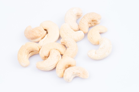 cashew nuts on white backgroundの写真素材