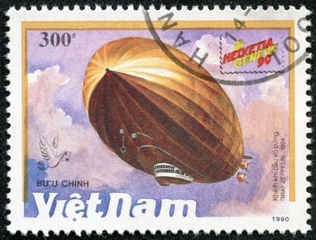 VIETNAM - CIRCA 1990  A stamp printed by VIETNAM shows air-balloon, series, circa 1990のeditorial素材