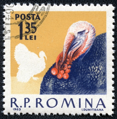 ROMANIA - CIRCA 1963  The image of a cock  Poultry, circa 1963 のeditorial素材